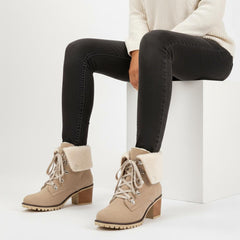 Tuhoomall Fashion Casual Ankle Boots for Women, Classic Street Style, Round Toe, Mid Heel, Lace-Up, Solid Color, Perfect for Winter Wear