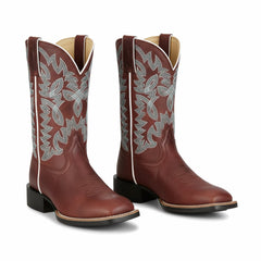 Tuhoomall Western Cowboy Boots for Women, Comfortable Floral Embroidery, Chunky Heel, Slip-On Mid-Calf Booties for Fashionable Casual Wear Tuhoomall