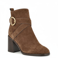 Tuhoomall Fashion Ankle Boots for Women, Comfort Short Booties with Chunky Heels, Casual Office Wear, Adjustable Metal Buckle, Rubber Sole, All-Season Style