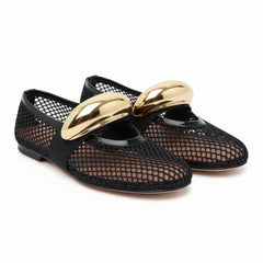 Tuhoomall Ballet Flats For Women, Casual Stylish Design, Perfect For Parties And Performances, Metal Buckle & Leather Lining, Comfortable Rubber Sole Tuhoomall