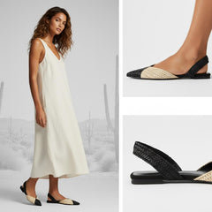 Tuhoomall Comfortable Bohemian Style Flat Sandals for Spring, Woven Design with Back Strap and Rubber Sole, Perfect for Casual Work and Daily Wear