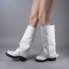 Tuhoomall Chic Low Heel Women's Ankle Boots with Adjustable Buckle for Weddings and Parties, Stylish Solid Color Design