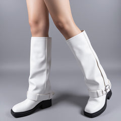 Tuhoomall Chic Low Heel Women's Ankle Boots with Adjustable Buckle for Weddings and Parties, Stylish Solid Color Design