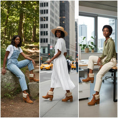 Tuhoomall Fashion Casual Ankle Boots for Women, Classic Street Style, Round Toe, Mid Heel, Lace-Up, Solid Color, Perfect for Winter Wear