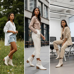 Tuhoomall Comfort Ankle Boots for Women with Chunky Heel and Pearl Embellishments, Perfect for Weddings, Parties, and Everyday Fashion