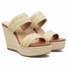 Tuhoomall Comfortable Platform Wedge Sandals for Women - 10.5cm Heel, Open-Toe Design, Fashionable Summer Style with PVC and Rubber Materials