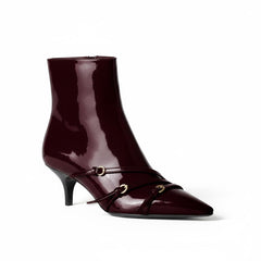 Tuhoomall Fashion Ankle Boots for Women, Comfortable Pointed Toe, Cat Heel with Hardware Buckles, Ideal for Parties and Daily Wear, Casual All-Season Style