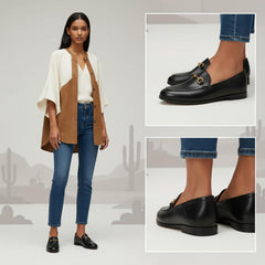 Tuhoomall Comfortable Flat Loafers for Women, Classic Design with Metal Buckle, Perfect for Office, Casual and Everyday Wear