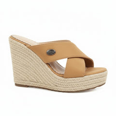 Tuhoomall Waterproof Wedge Sandals for Women, Ethnic Style, Slip-On, Casual Fashion, Rubber Sole, Suede-Like Upper, Perfect for Stylish Outings