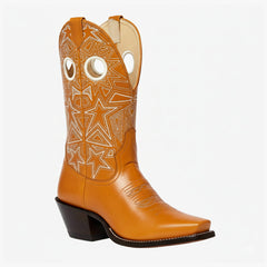 Tuhoomall Western Cowboy Ankle Boots with Embroidery, Chunky Heel for Fashion, Casual, Party and Dance, All Seasons, Closed Toe Design Tuhoomall