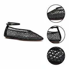 Tuhoomall Woven Flat Sandals for Women - Stylish Pointed Toe Design with Adjustable Buckle for Parties and Performances Tuhoomall