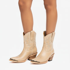 Tuhoomall Western Cowboy Ankle Boots for Women, Vintage Floral Embroidered High Ankle Heeled Booties, Casual Retro Fashion, Easy Slip-On Design