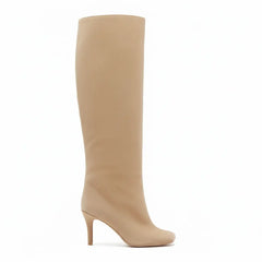Tuhoomall Knee High Boots For Women, Slip-On Chunky Heel, Casual Style, Luxurious Synthetic Leather, Perfect For Spring, Autumn And Winter Tuhoomall