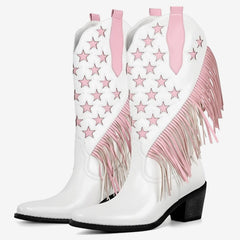 Tuhoomall Western Style Fringe Ankle Boots for Women, Comfortable Low Heel Party Footwear, All-Season Fashion for Performances and Dance Events Tuhoomall