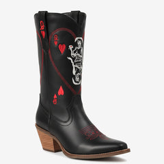 Tuhoomall Western Style Women's Cowboy Boots, Embroidered Ankle Booties for Travel, Outdoor Fashion, Parties, and Casual Wear