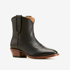 Tuhoomall Comfortable Western Style Ankle Boots for Women, Casual Workwear, Round Toe, Chunky Heel, Seasonless, Woven Colorblock Design