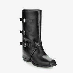 Tuhoomall Foldable Mid-Calf Chunky Heel, Stylish Adjustable Metallic Buckle, Perfect For Casual And Formal Occasions