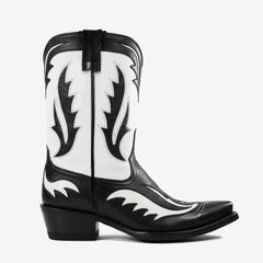 Tuhoomall Western Ankle Boots for Women, Stylish Casual and Workwear, Sharp Toe, Chunky Heel, Zipper Closure, Patches and Embroidery Details