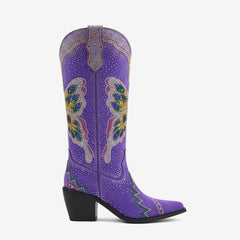 Tuhoomall Comfortable Rhinestone Knee-High Western Boots for Parties, Performances and Everyday Fashion