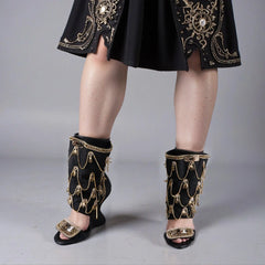 Tuhoomall Comfortable High Heel Wedge Sandals with Tassels for Weddings and Parties Tuhoomall