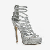 Tuhoomall High Heels Sandals With Open Toe, Rhinestone Embellishments, Classic For Parties And Performances, Stylish Retro Design, 14cm Stiletto Heel