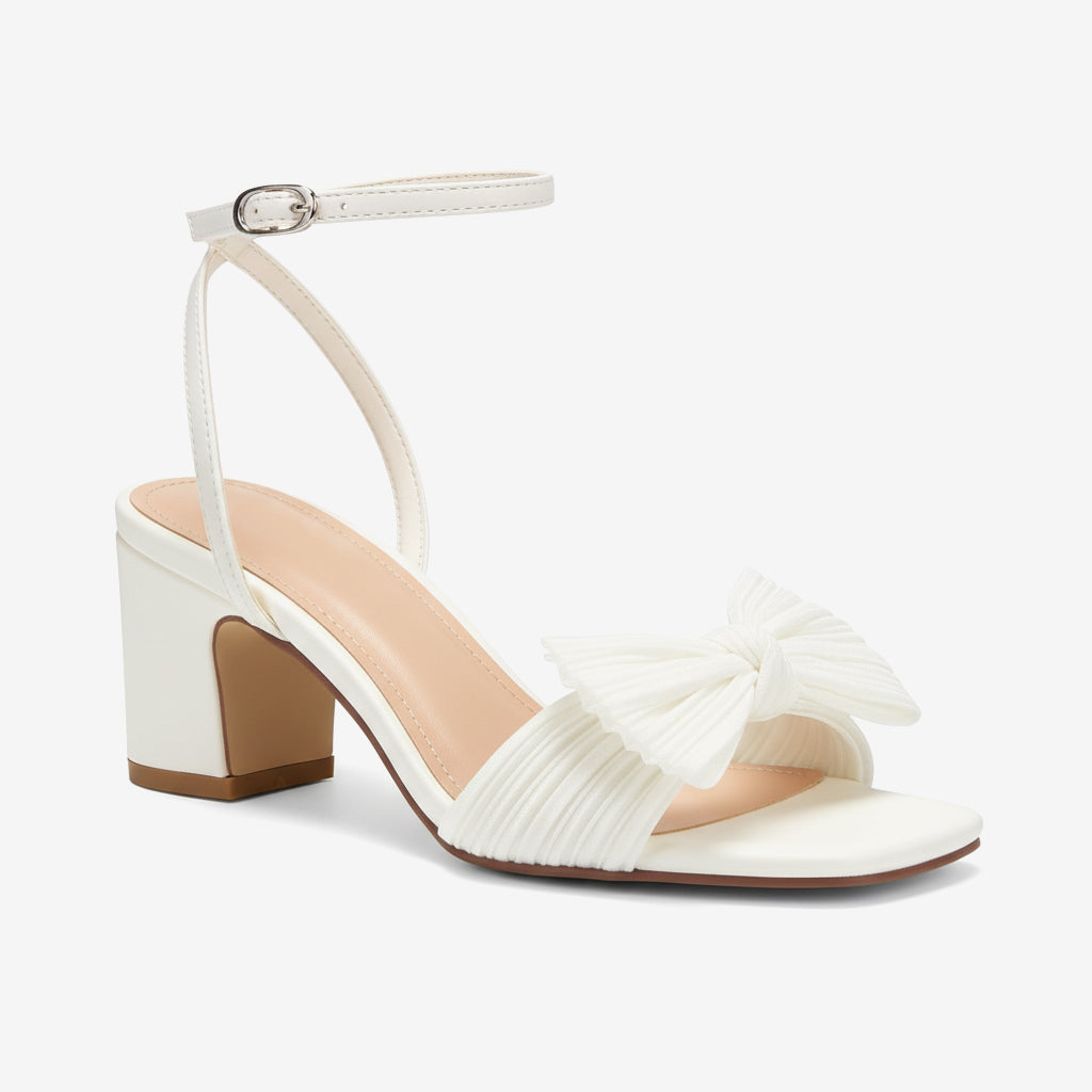 Tuhoomall Comfortable Summer Sandals for Parties and Office with Buckle Closure and Pleated Design, Casual Travel and Classic Style, 6cm Mid-Heel Tuhoomall