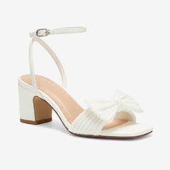 Tuhoomall Comfortable Summer Sandals for Parties and Office with Buckle Closure and Pleated Design, Casual Travel and Classic Style, 6cm Mid-Heel Tuhoomall