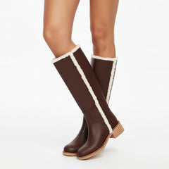 Tuhoomall Women's Boots, Comfortable Slip-On, Round Toe, Casual & Formal Wear, Versatile Fashion Footwear for Spring, Autumn & Winter