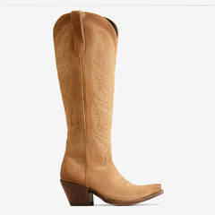 Tuhoomall Western Floral Embroidered Knee-High Cowboy Boots for Women, Chunky Heel Slip-On Design, Stylish Casual and Work Footwear Tuhoomall