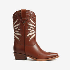 Tuhoomall Western Cowboy Ankle Boots for Women, Stylish Travel and Outdoor Short Booties, Floral Embroidery and Studded Design, Comfortable Chunky Heel Tuhoomall