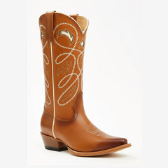 Tuhoomall Western Cowboy Boots for Women, Stylish Rough Heel, Star Embroidery, Easy Slip-On, Casual Fashion All Seasons Tuhoomall
