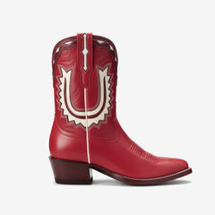 Tuhoomall Stylish Women's Ankle Boots with Embroidery and Laser Cut Out, Perfect for Parties and Performances, Comfortable Chunky Heel Design