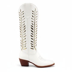 Tuhoomall Western Mid Calf Boots for Women, Embroidered Vegan Leather, Casual Chunky Heel, Spring Autumn Winter Fashion