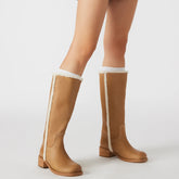 Tuhoomall Women's Boots, Comfortable Slip-On, Round Toe, Casual & Formal Wear, Versatile Fashion Footwear for Spring, Autumn & Winter