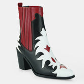 Tuhoomall Fashion Women's Short Boots with Chunky Heel, Pointed Toe, Floral Embroidery, Casual and Business Wear for All Seasons