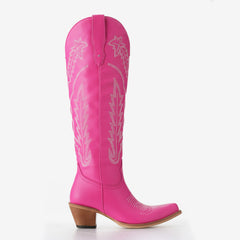 Tuhoomall Western Cowgirl Boots for Women, Chunky Heel, Zipper Closure, Stylish Embroidered, Mid-Calf Design for Casual and Fashionable Looks Tuhoomall