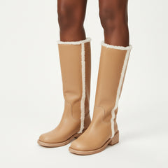 Tuhoomall Women's Boots, Comfortable Slip-On, Round Toe, Casual & Formal Wear, Versatile Fashion Footwear for Spring, Autumn & Winter