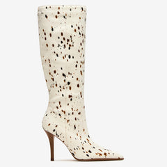 Tuhoomall Fashion Knee-High Boots for Women, Stylish Casual Wear with Chunky Heels and Zipper Detail, Versatile for Work and Everyday Use