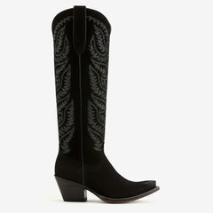 Tuhoomall Western Cowboy Knee High Boots for Women, Floral Embroidery, Comfortable Chunky Heel, Perfect for Travel and Outdoor Fashion Tuhoomall