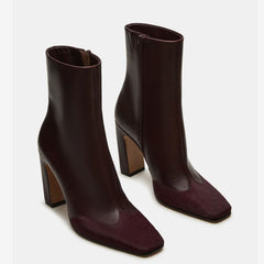 Tuhoomall Fashion Casual Ankle Boots with Chunky Heel, Zip Closure, Snake Pattern for Everyday and Work Wear, Stylish Short Boots