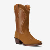 Tuhoomall Western Style Casual Ankle Boots for Women, Comfortable Pointed Toe Chunky Heels, Woven Faux Suede, All-Season Fashion Footwear