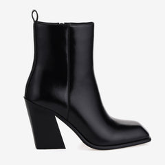 Tuhoomall Chunky Heeled Ankle Boots for Women, Solid Color, High Ankle Design, Zipper Closure, Work and Casual Versatility, 9.5 cm Heel