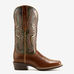 Tuhoomall Stylish Embroidered Mid-Calf Boots for Women, Low Thick Heel, Square Toe, Perfect for Parties and Casual Outings