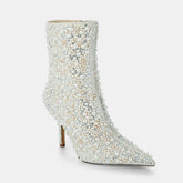 Tuhoomall Sparkling Rhinestone Pointed Toe Ankle Boots for Party, Wedding or Performance - 9cm High Heel, Zipper Closure, Trendy Design Tuhoomall