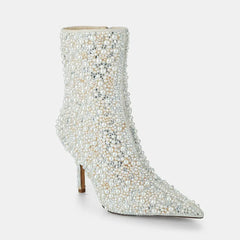 Tuhoomall Sparkling Rhinestone Pointed Toe Ankle Boots for Party, Wedding or Performance - 9cm High Heel, Zipper Closure, Trendy Design Tuhoomall