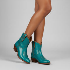 Tuhoomall Comfortable Western Style Ankle Boots for Women, Casual Workwear, Round Toe, Chunky Heel, Seasonless, Woven Colorblock Design