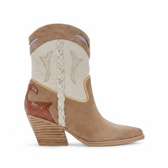 Tuhoomall Floral Ankle Cowboy Boots for Women, Low Chunky Heel 2.75 in, Elegant Vegan Leather, Perfect for Casual and Formal Occasions