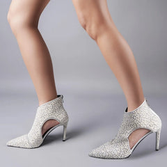 Tuhoomall Shiny High Heel Sandals For Parties, Weddings, Dance Performances - Pearl, Rhinestone Details, Zipper Closure, 9.5cm Stiletto Tuhoomall