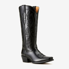 Tuhoomall Western Knee High Cowboy Boots for Women, Fashionable Casual Outdoor, Embroidered Design, Chunky Heel, Slip-On Style