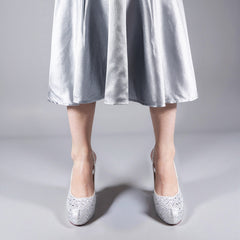 Tuhoomall High Heel Platform Sandals for Party, Fashionable Rhinestone Accents, Waterproof and Shiny Design, Perfect for Performances and Weddings